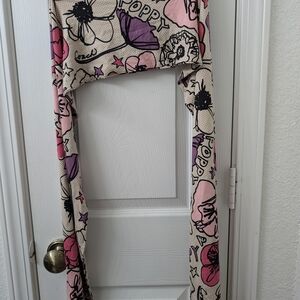 Floral Print Scarf with Pink and Purple Accents